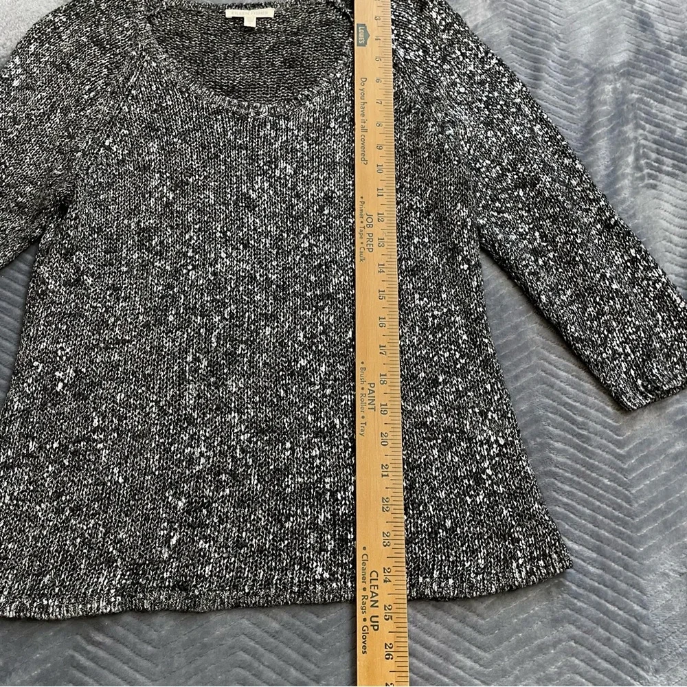 Eileen Fisher Sweater Small Metallic Linen Blend 3/4 Sleeve‎ Loose Knit